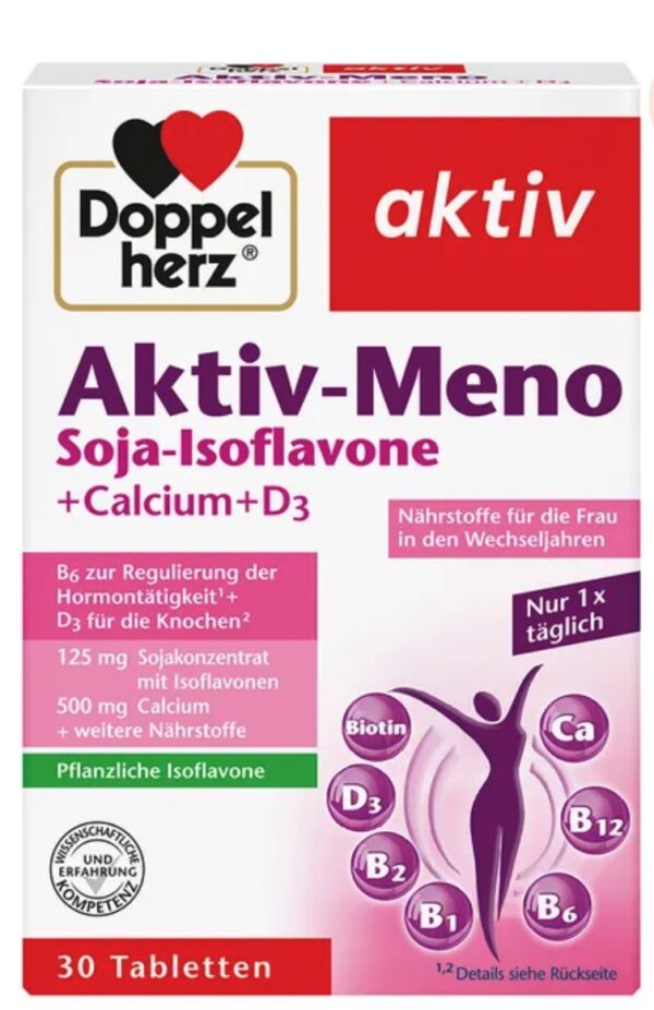 Viên Uống Cân Bằng Nội Tiết Tố Nữ Doppelherz® Aktiv Aktiv-Meno isoflavone đậu nành + canxi + viên D3